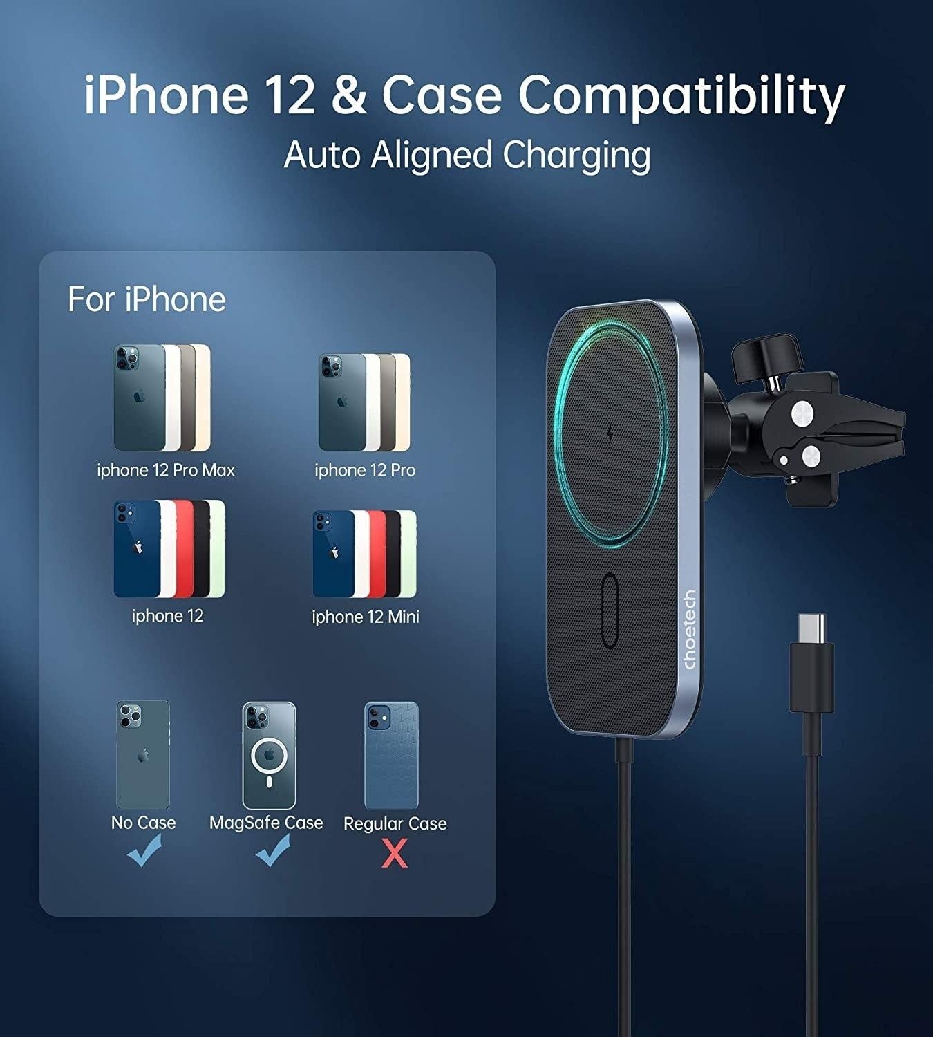 CHOETECH T200F-301 15W MagLeap Magnetic Wireless Car Charger Holder with 1.5M Cable Deals499