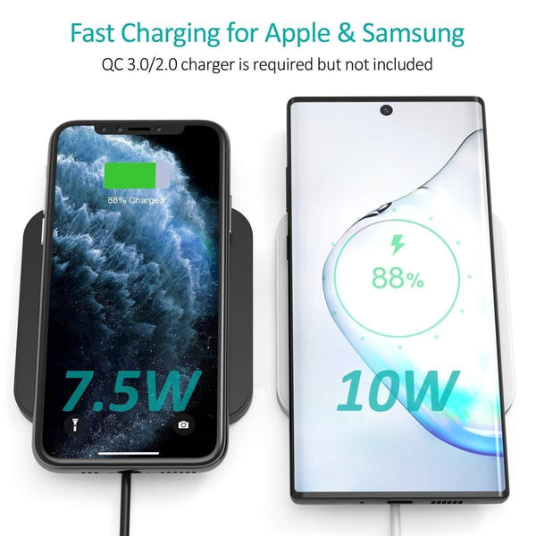 CHOETECH T511BW Qi Certified Fast Wireless Charging Pad Black And White 2 Pack Deals499