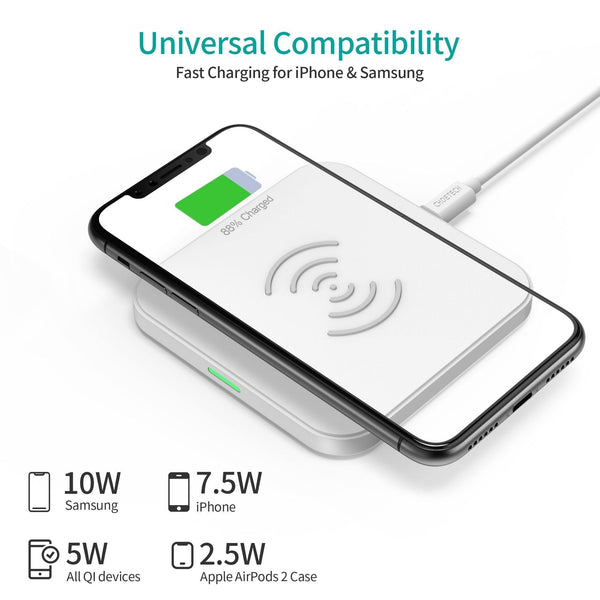 CHOETECH T511-S Qi Certified 10W/7.5W Fast Wireless Charger Pad (White) Deals499