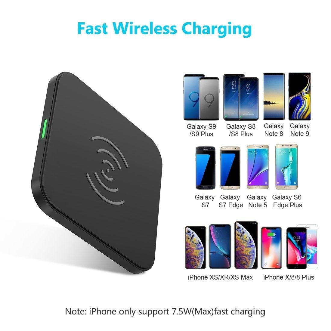 CHOETECH T511S Qi Certified 10W/7.5W Fast Wireless Charger Pad Deals499