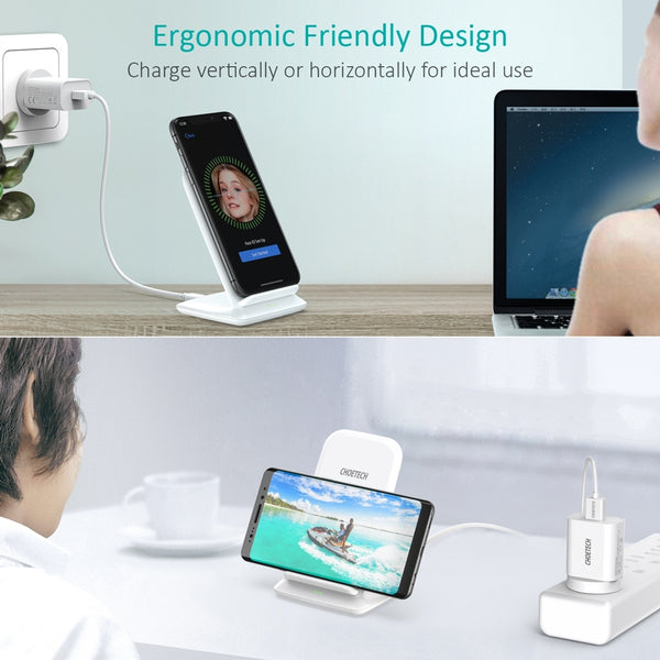 CHOETECH T555-F 15W Wireless Charger Stand with AC Charger (White) Deals499
