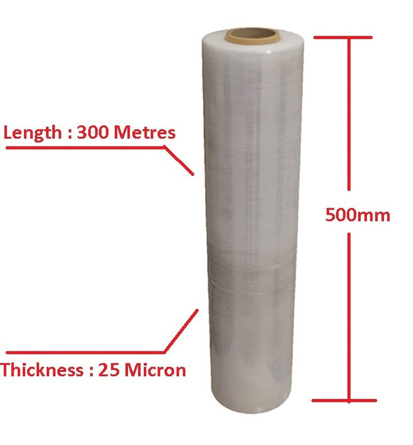 4 Packs - Moofer Premium Pallet Stretch Wrap 500mm x 300m x 25um Clear Deals499