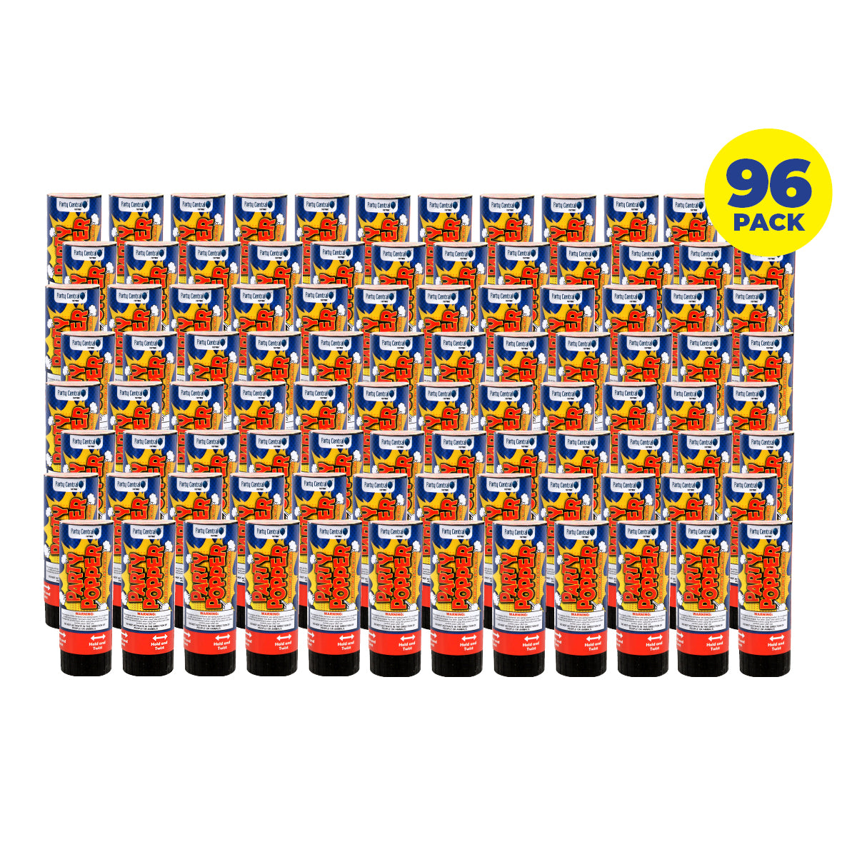 Party Central 96PCE Party Popper Twist Release Shimmering Confetti 11cm Deals499