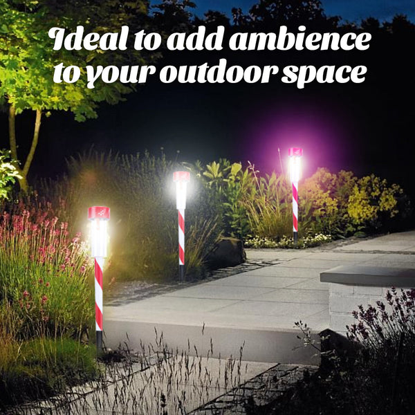 Christmas By Sas 24PCE Solar Stakes Red & White Striped Colour Changing 36cm Deals499