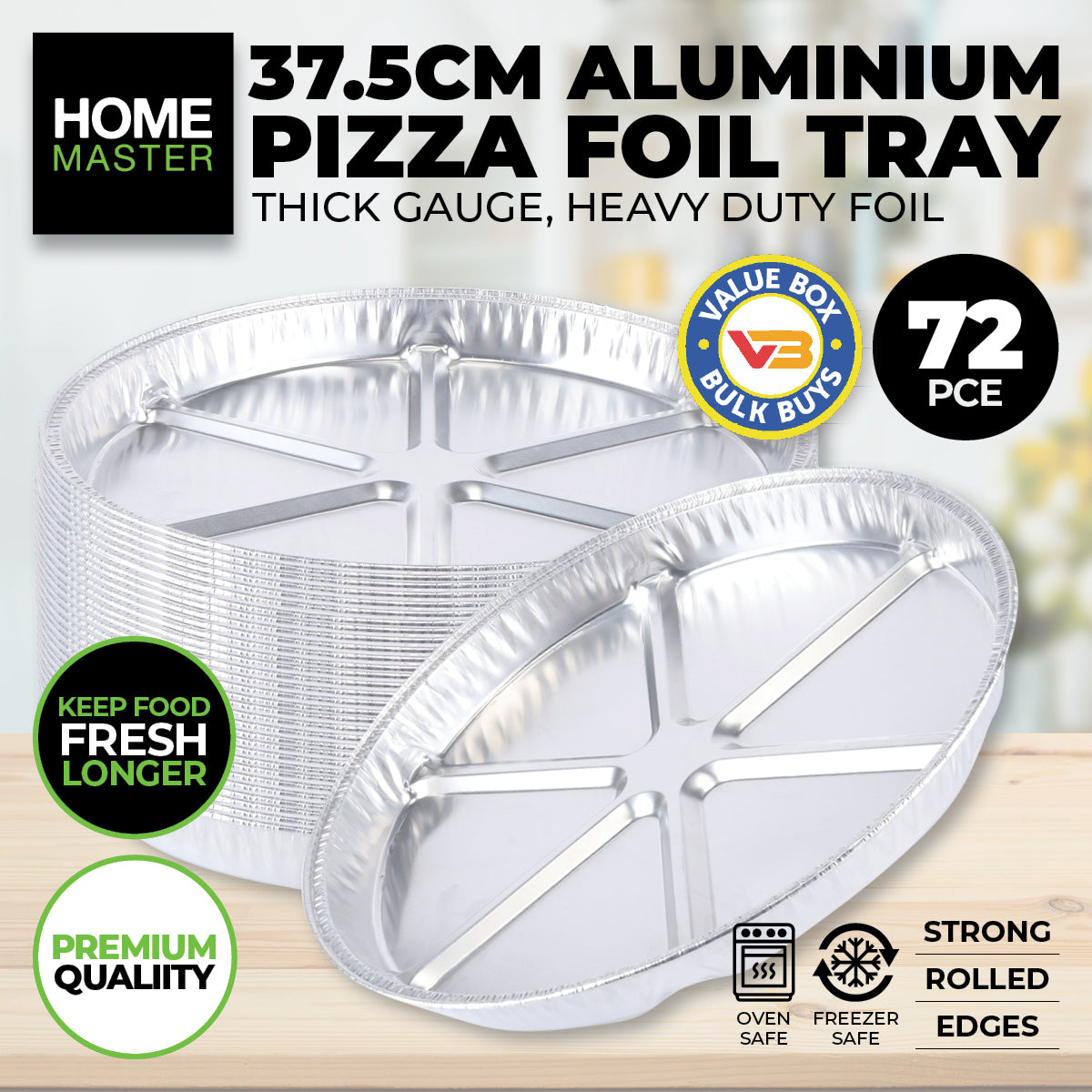 Home Master 72PCE Aluminium Pizza Foil Trays Durable Premium Quality 37.5cm Deals499