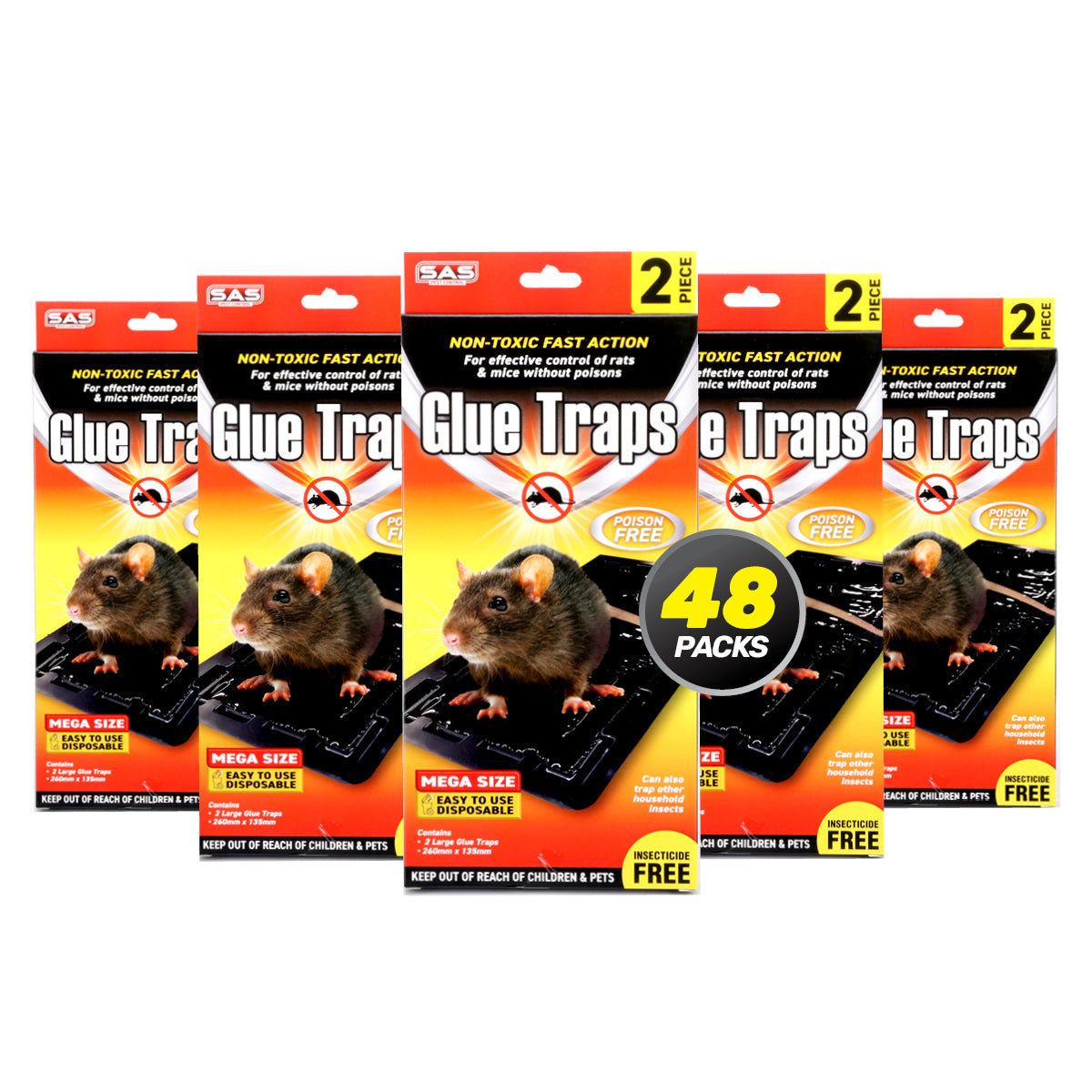 SAS Pest Control 48PCE Rat Mouse Control Extra Large & Strong 26 x 13.5cm Deals499