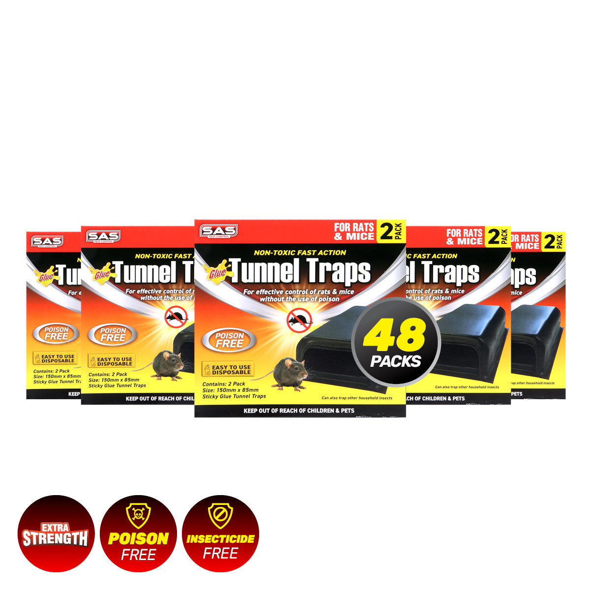 SAS Pest Control 48PCE Rat Mice Tunnel Traps Non-Toxic Effective 80 x 150mm Deals499