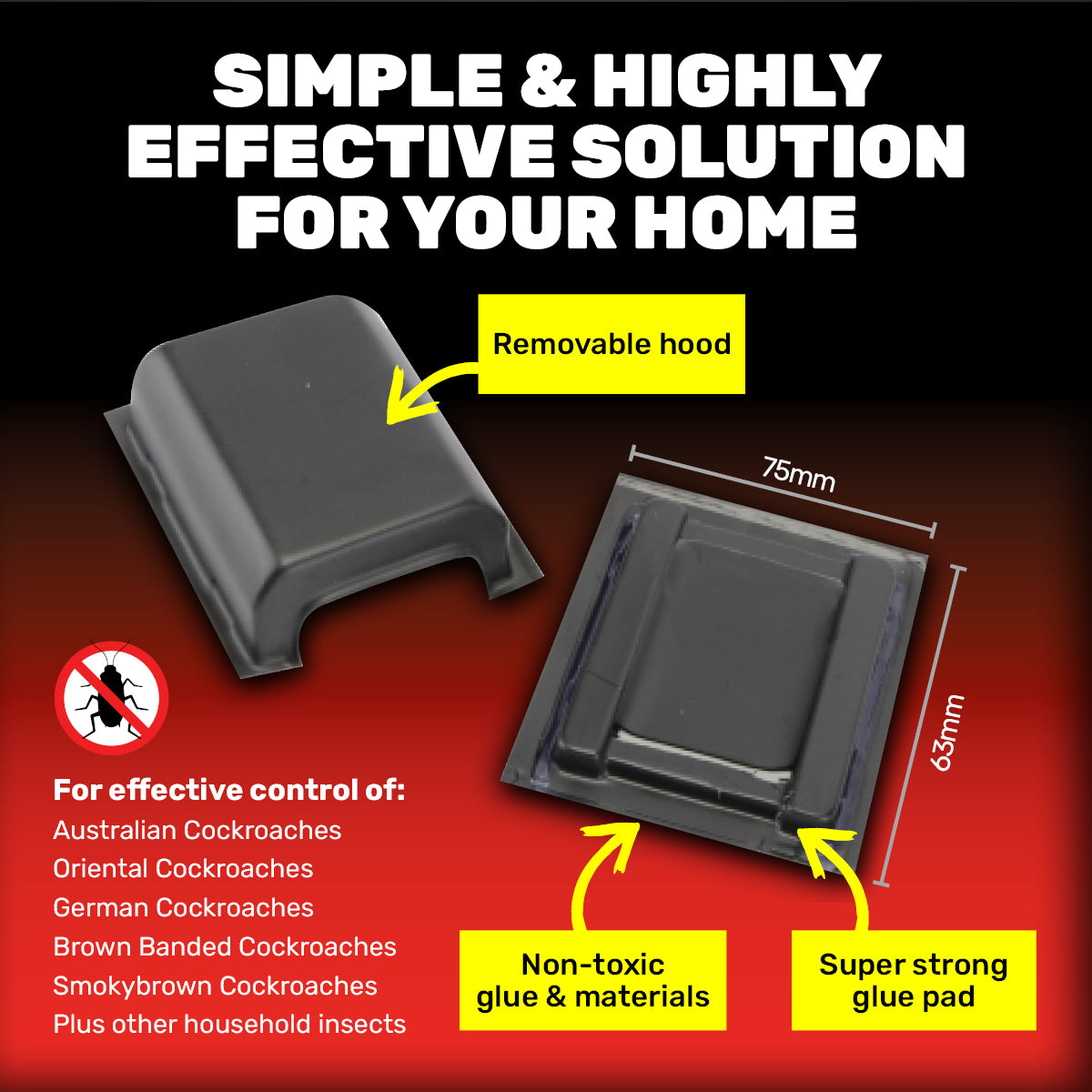 SAS Pest Control 96PCE Cockroach Tunnel Traps Non-Toxic Effective 75 x 63mm Deals499