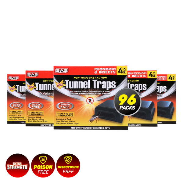 SAS Pest Control 96PCE Cockroach Tunnel Traps Non-Toxic Effective 75 x 63mm Deals499