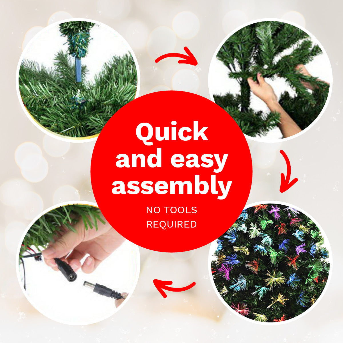 Christmas By Sas 1.8m Fibre Optic Christmas Tree 205 Tips Multicolour Lights & Star Deals499