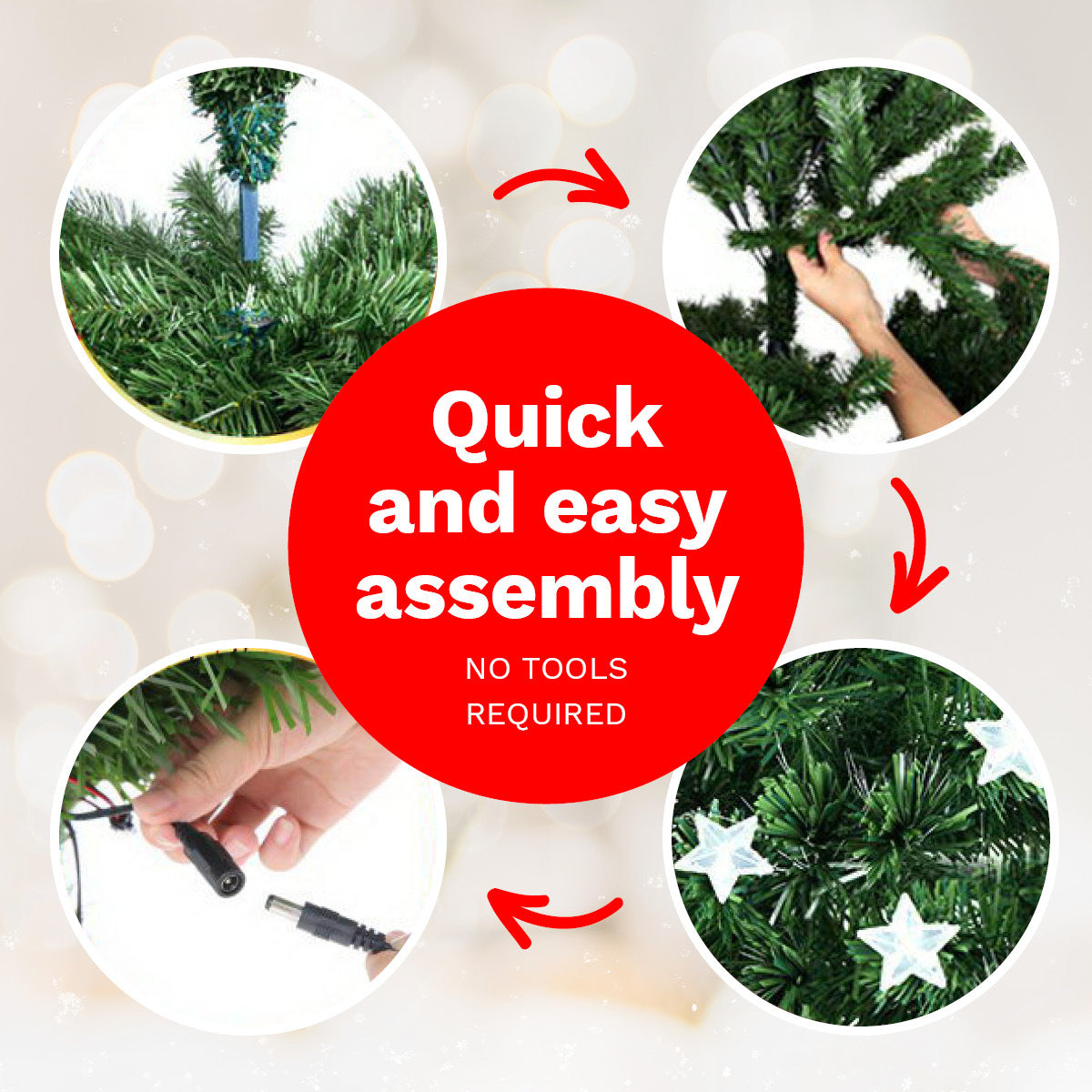 Christmas By Sas 1.8m Fibre Optic/LED Christmas Tree 210 Tips Multicolour Star & Ornaments Deals499