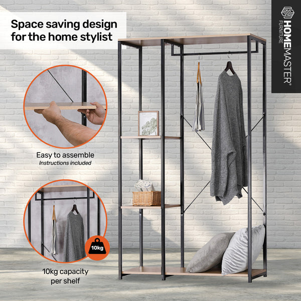 Home Master Garment Rack & Shelving 3 Tier Sleek Stylish Modern Design 1.67m Deals499