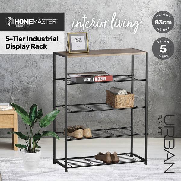 Home Master Display Shelf/Rack 5 Tier Sleek Modern Industrial Design 83cm Deals499