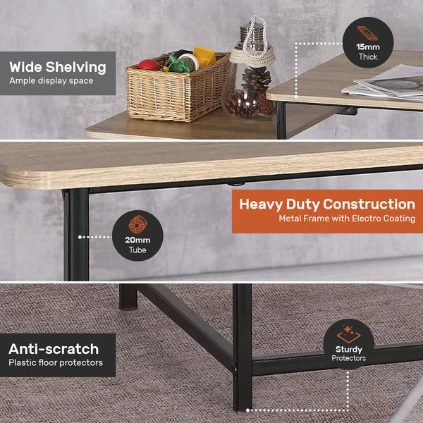 Home Master Coffee Table 2 Tier Split Level Stylish Modern Design 1.09m Deals499