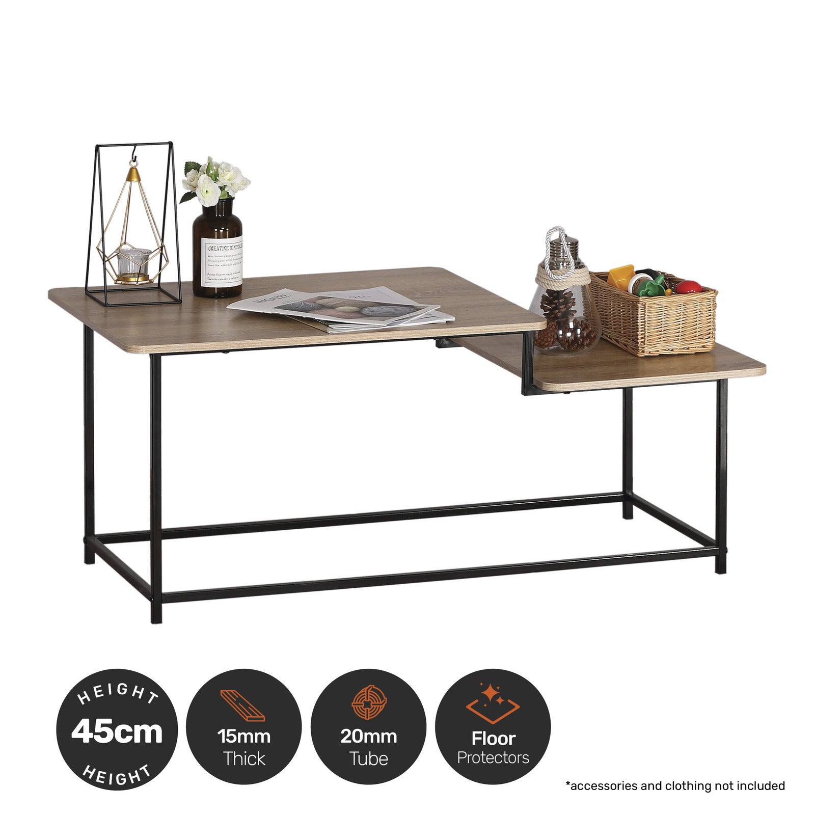 Home Master Coffee Table 2 Tier Split Level Stylish Modern Design 1.09m Deals499