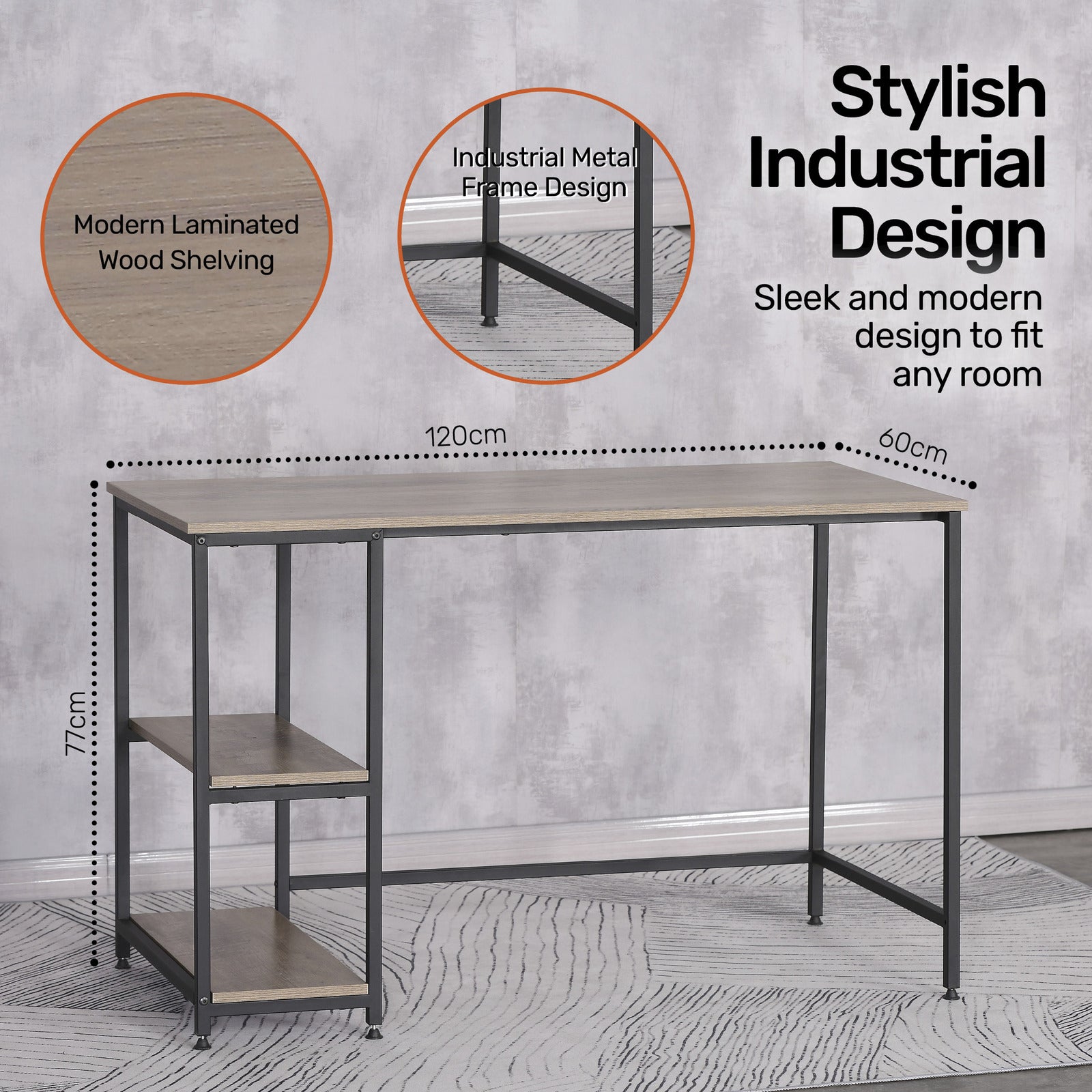 Home Master Office Desk & Storage Shelves 2 Tier Stylish Modern Design 77cm Deals499
