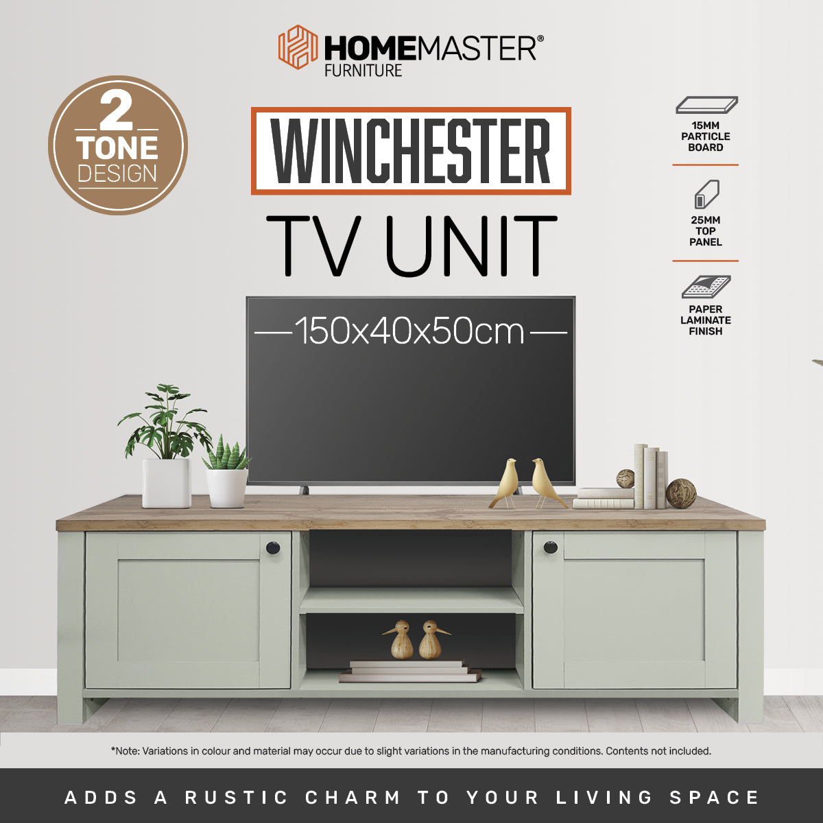 Home Master Winchester Two Tone TV Entertainment Unit Stylish Design 150cm Deals499
