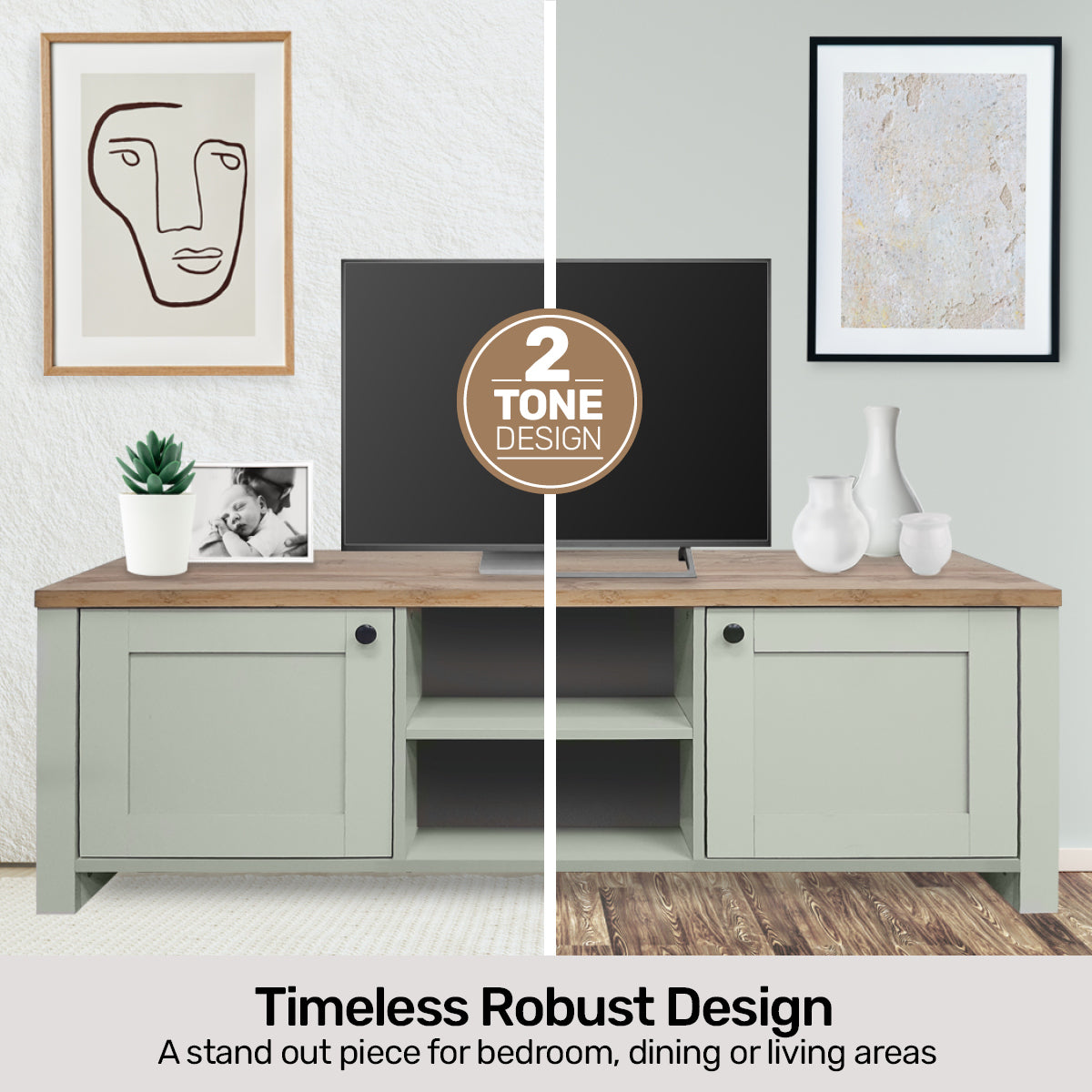 Home Master Winchester Two Tone TV Entertainment Unit Stylish Design 150cm Deals499