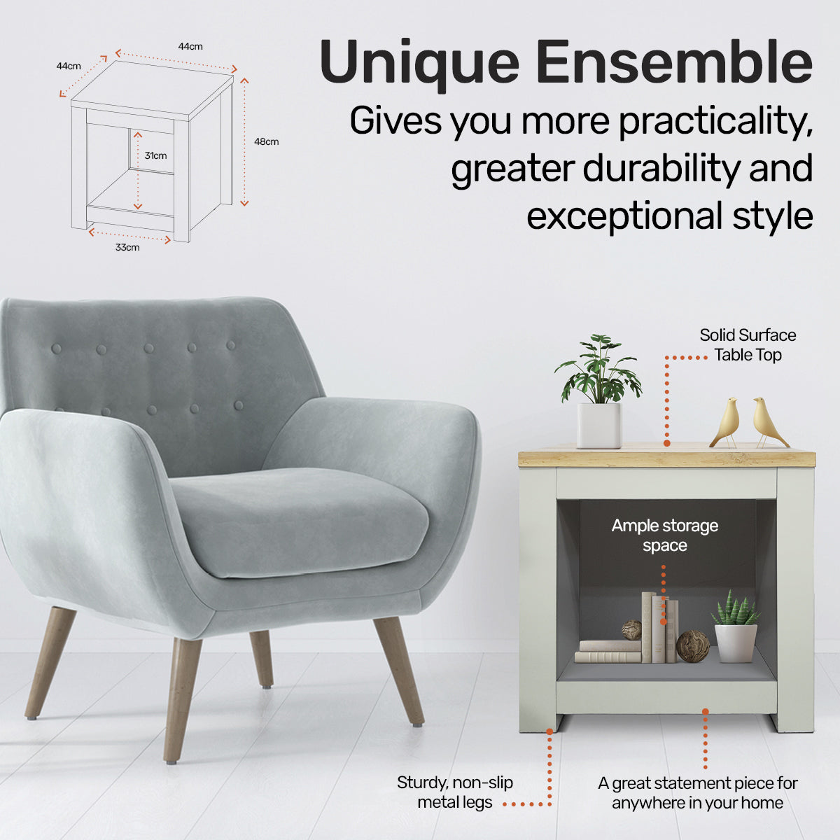 Home Master Winchester Two Tone Side Table Stylish Flawless Design 44 x 48cm Deals499