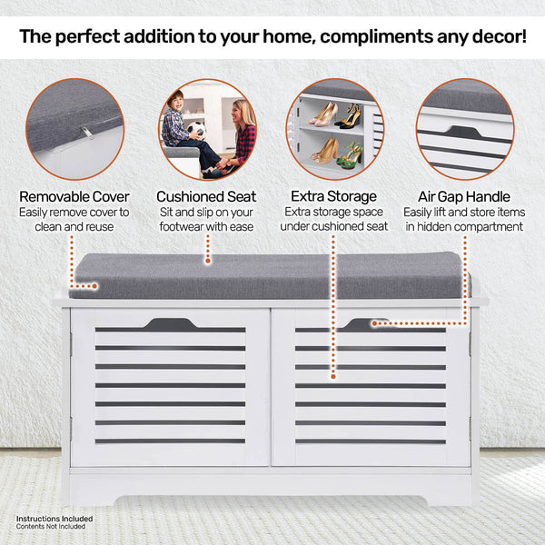 Home Master Storage/Shoe Cabinet With Removable Padded Cushion Seating 80cm Deals499