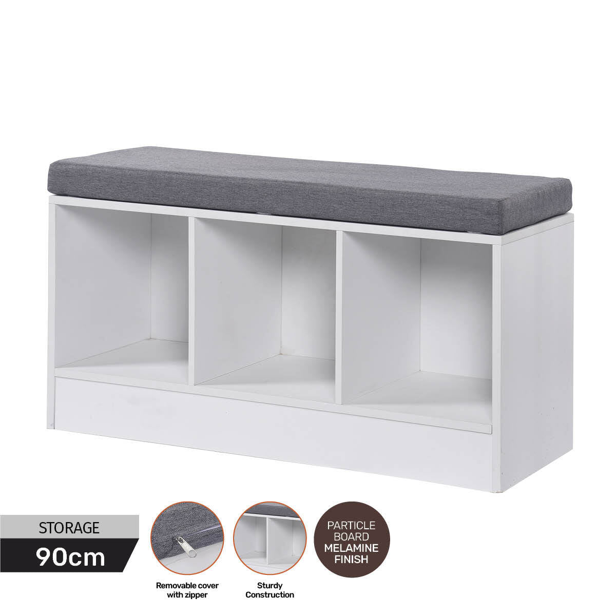 Home Master Storage/Shoe Bench With Padded Cushion Seating 90cm Deals499