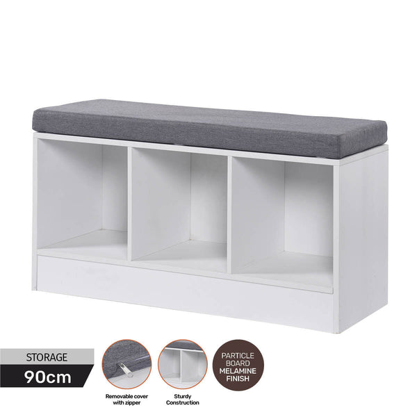 Home Master Storage/Shoe Bench With Padded Cushion Seating 90cm Deals499