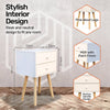 Home Master 2 Drawer Side Table Sleek Modern & Stylish Neutral Design 61cm Deals499
