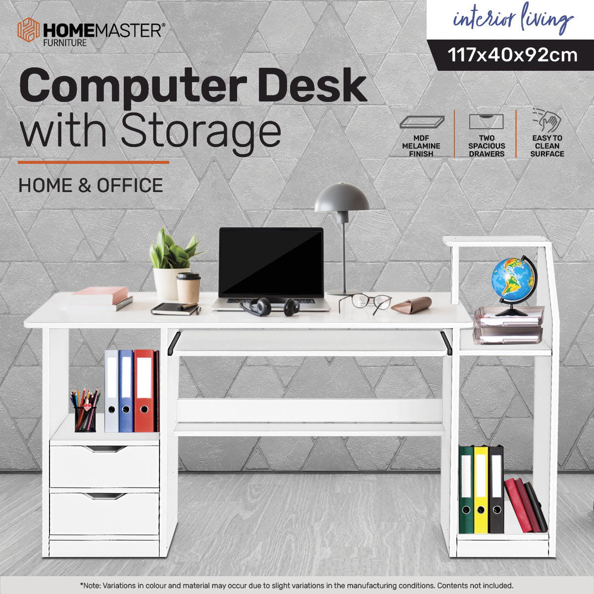Home Master Computer/Work Desk Storage & Shelving Spacious Modern 117 x 92cm Deals499
