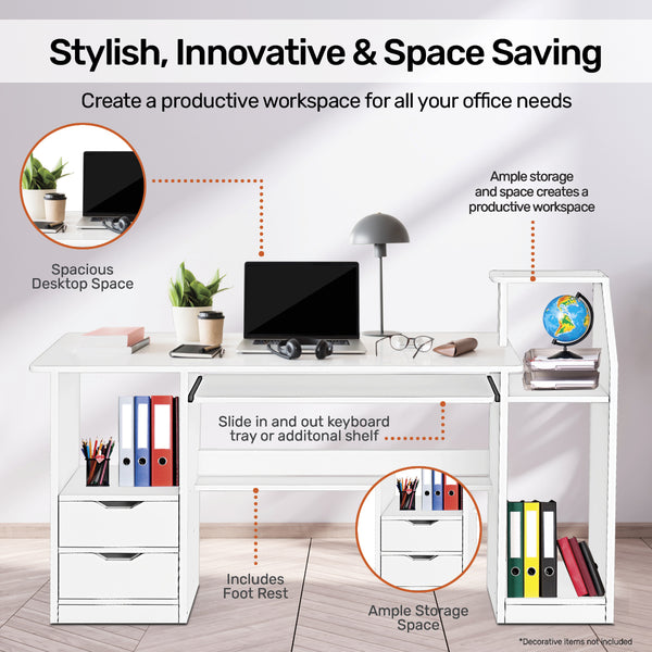 Home Master Computer/Work Desk Storage & Shelving Spacious Modern 117 x 92cm Deals499
