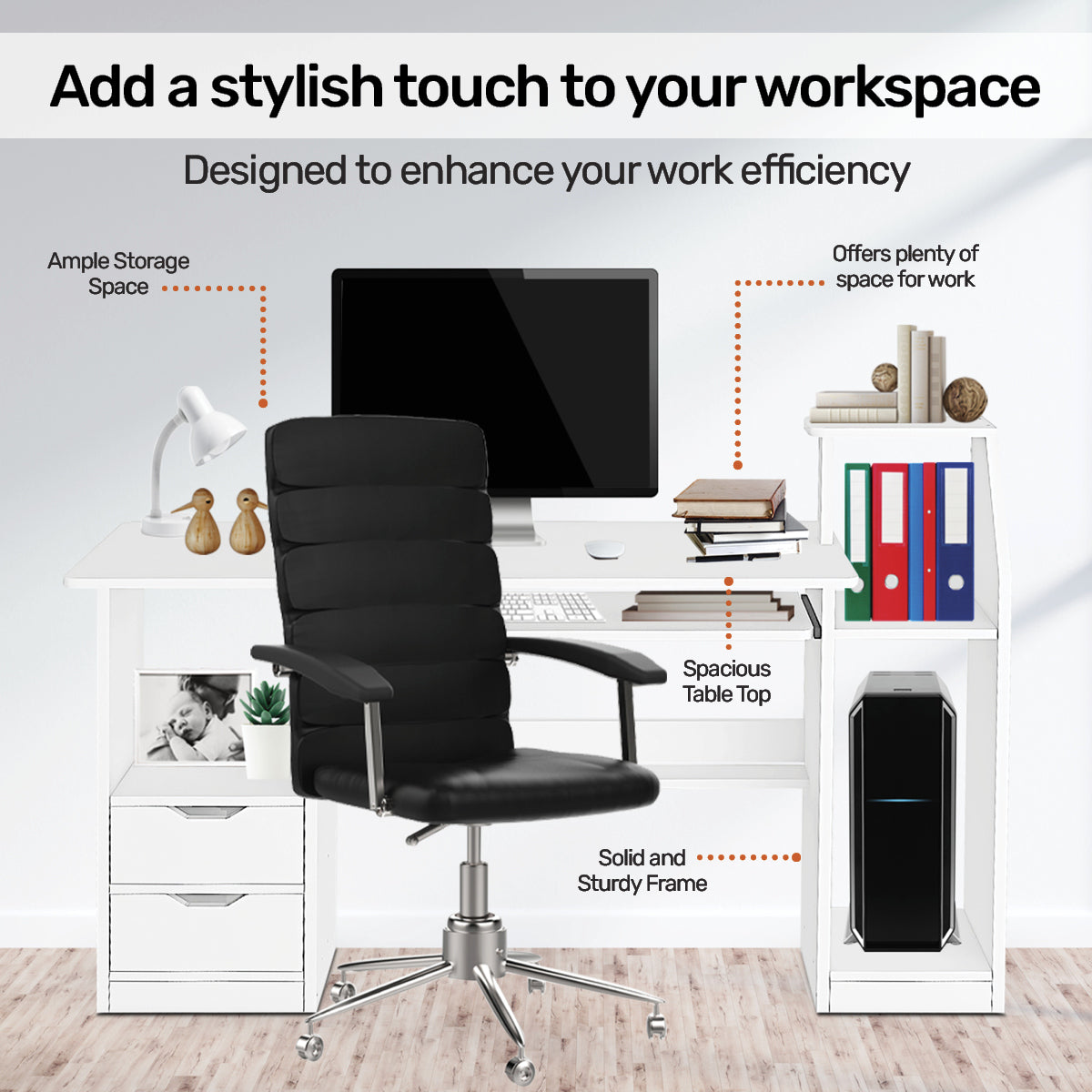 Home Master Computer/Work Desk Storage & Shelving Spacious Modern 117 x 92cm Deals499