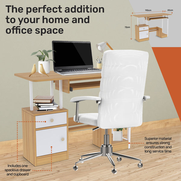 Home Master Computer Desk Workstation Storage Spacious Stylish 110 x 72cm Deals499