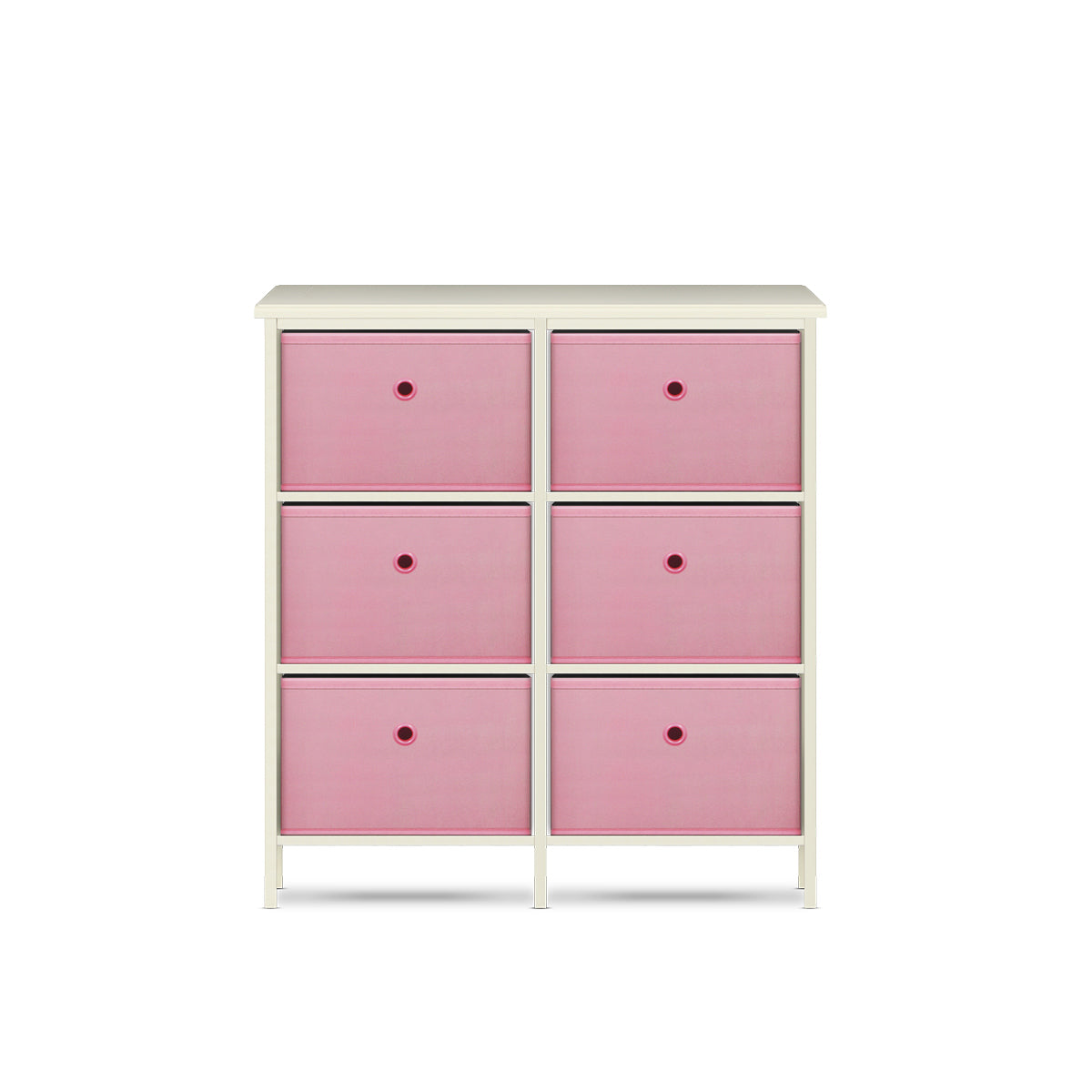 Home Master 6 Drawer Pine Wood Storage Chest Pink Fabric Baskets 70 x 80cm Deals499
