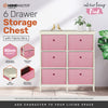Home Master 6 Drawer Pine Wood Storage Chest Pink Fabric Baskets 70 x 80cm Deals499