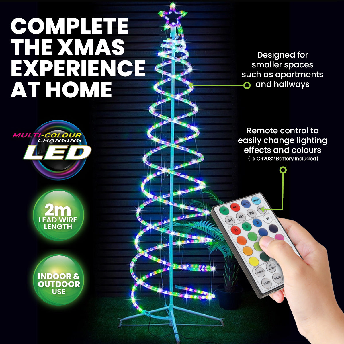 SAS Electrical 1.8m 3D Spiral Christmas Tree Remote Controlled Indoor/Outdoor Deals499