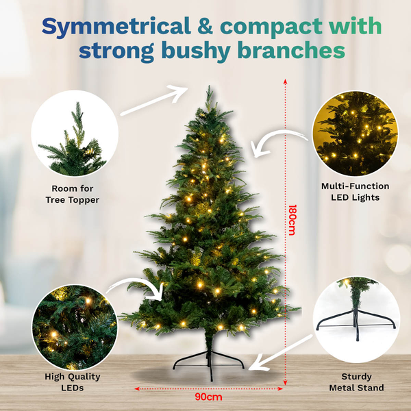 Christmas By Sas 1.8m Pine Tree 300 Warm White LED Lights With 8 Functions Deals499