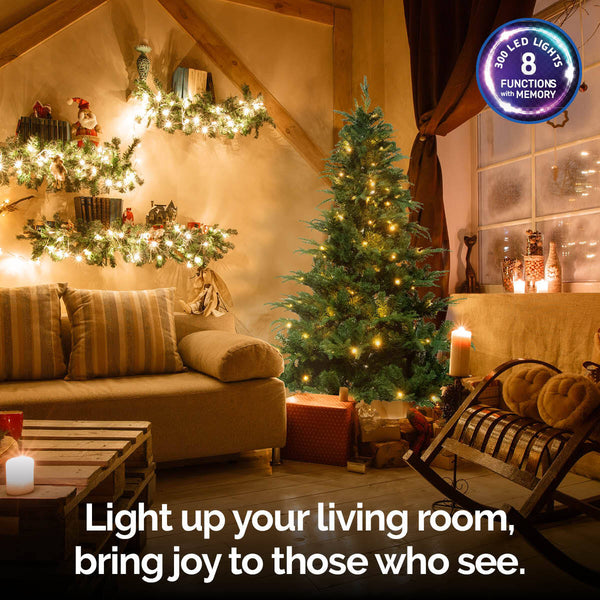 Christmas By Sas 1.8m Pine Tree 300 Warm White LED Lights With 8 Functions Deals499