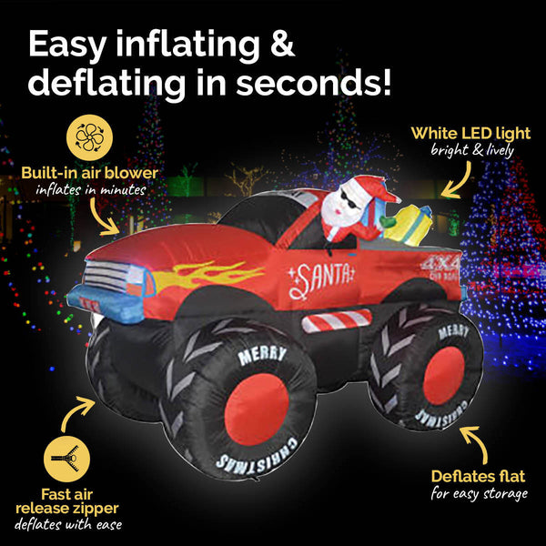 Christmas By Sas 2.1m Santa & Monster Truck Built-In Blower LED Lighting Deals499