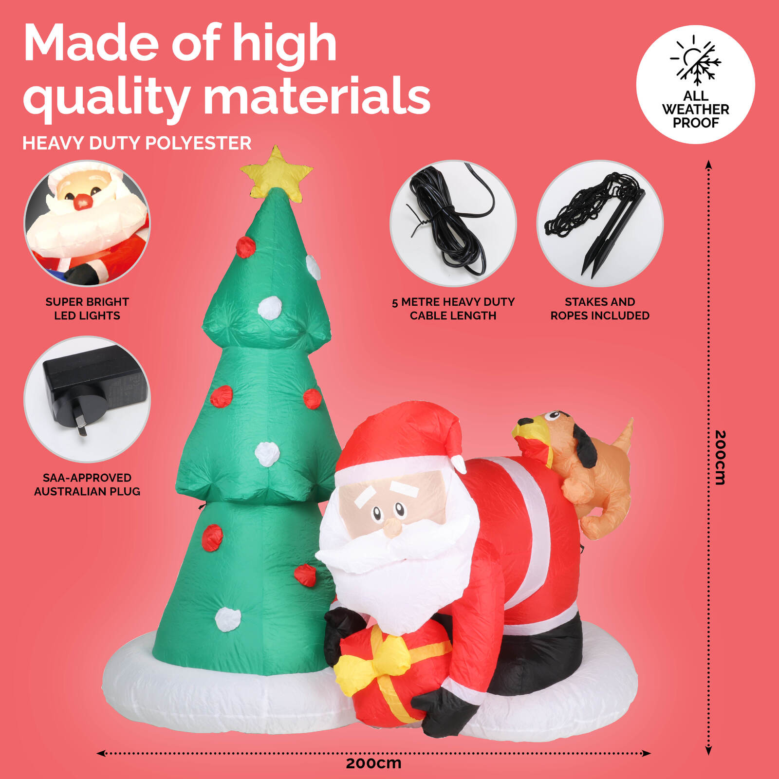 Christmas By Sas 2m Santa Puppy & Tree Built-In Blower Bright LED Lighting Deals499