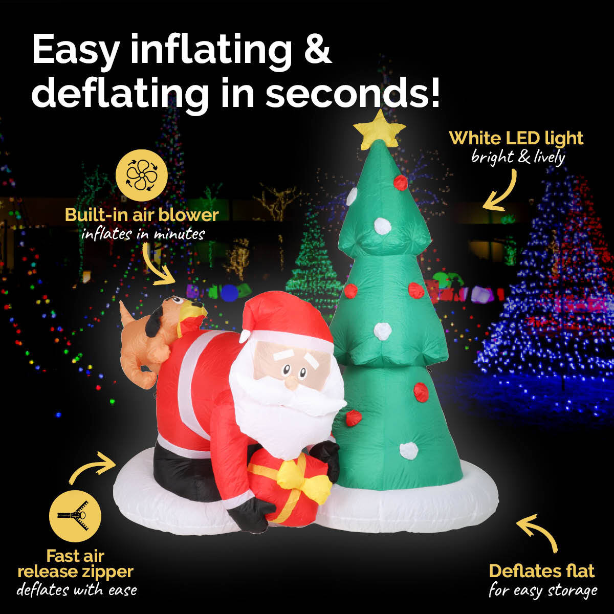 Christmas By Sas 2m Santa Puppy & Tree Built-In Blower Bright LED Lighting Deals499