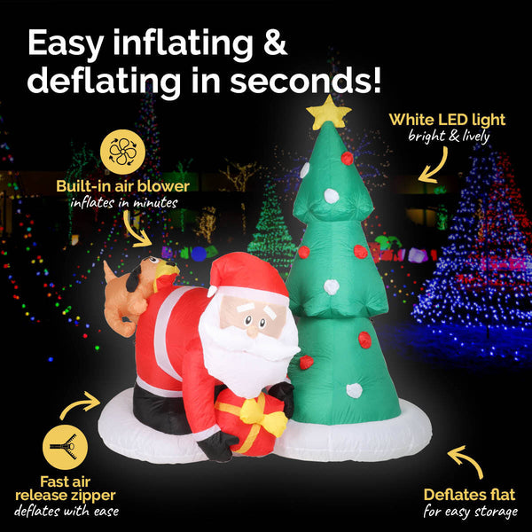Christmas By Sas 2m Santa Puppy & Tree Built-In Blower Bright LED Lighting Deals499
