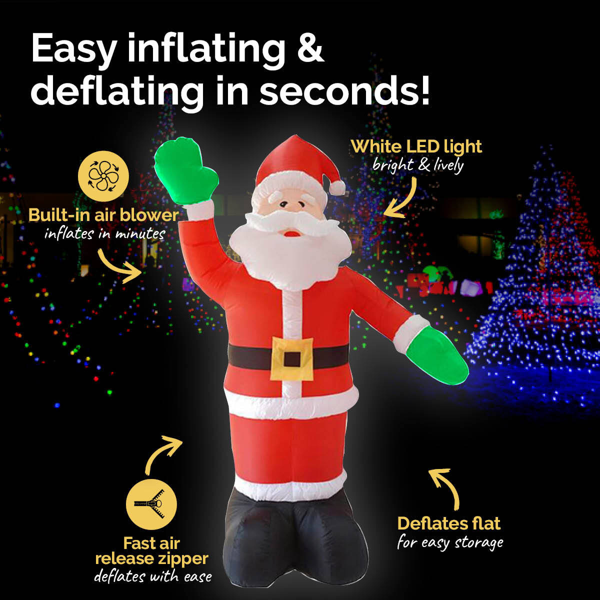 Christmas By Sas 2.4m Waving Santa Self Inflating Bright LED Lighting Deals499