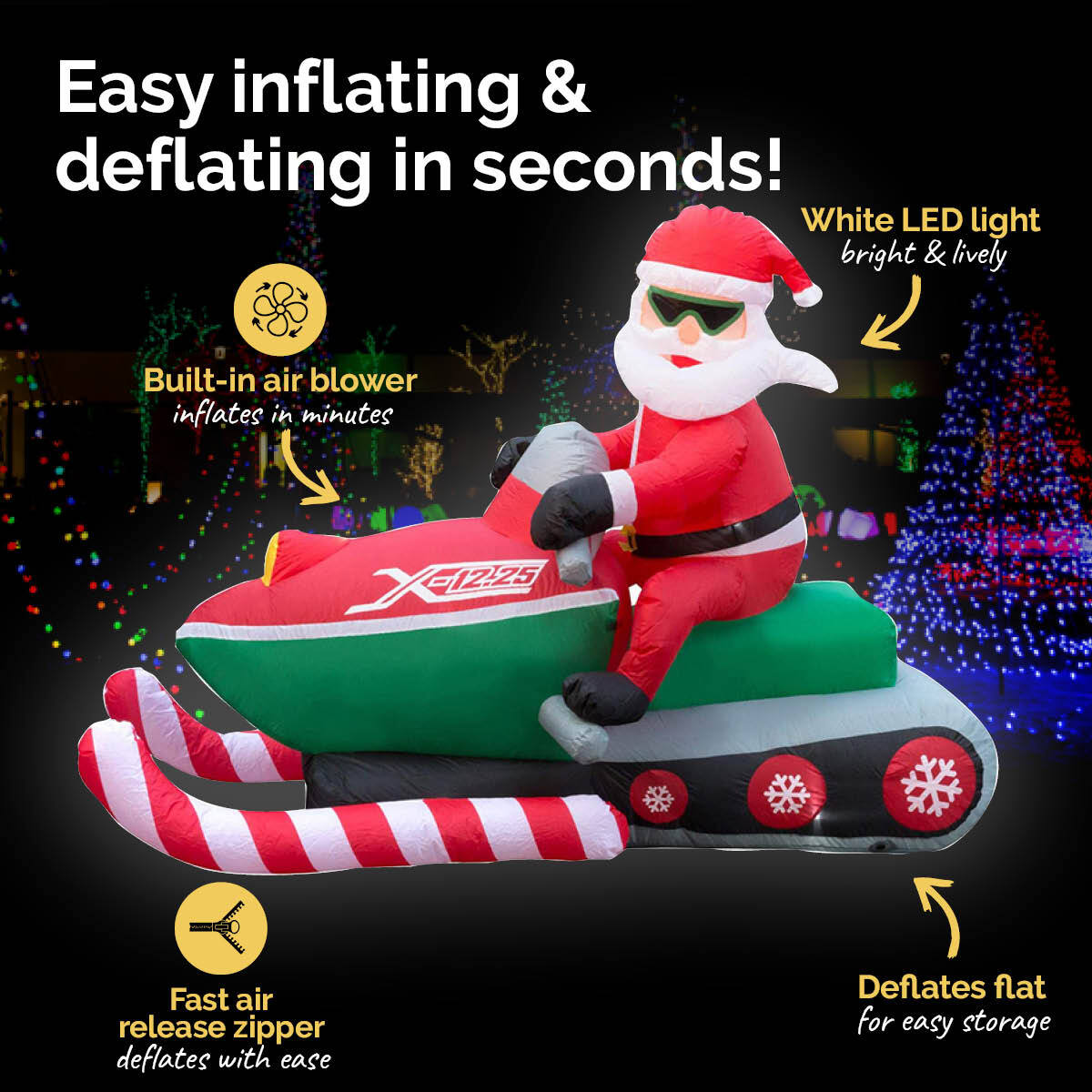 Christmas By Sas 3.65m Santa & Jet Ski Built-In Blower Bright LED Lighting Deals499