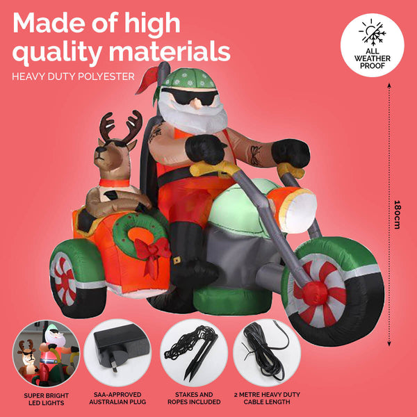 Christmas By Sas 1.8m Santa Reindeer & Trike Built-In Blower LED Lighting Deals499
