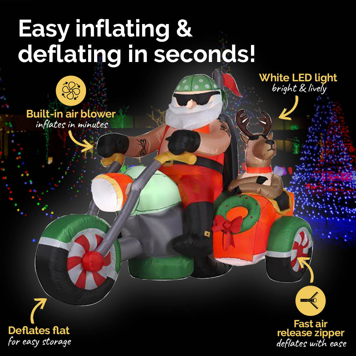 Christmas By Sas 1.8m Santa Reindeer & Trike Built-In Blower LED Lighting Deals499