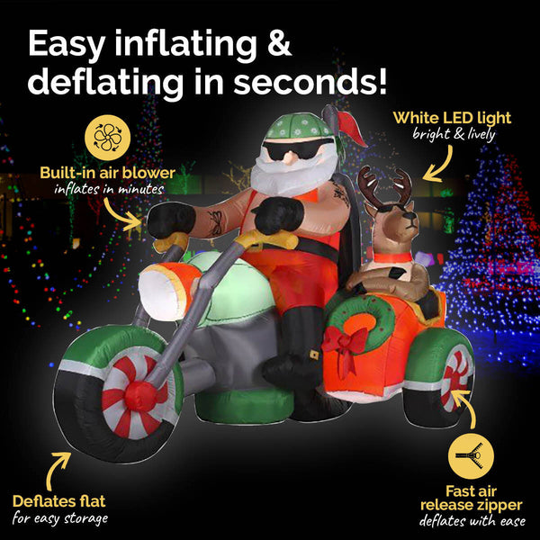 Christmas By Sas 1.8m Santa Reindeer & Trike Built-In Blower LED Lighting Deals499