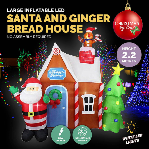Christmas By Sas 2.2m Gingerbread House & Santa Self Inflating LED Lights Deals499
