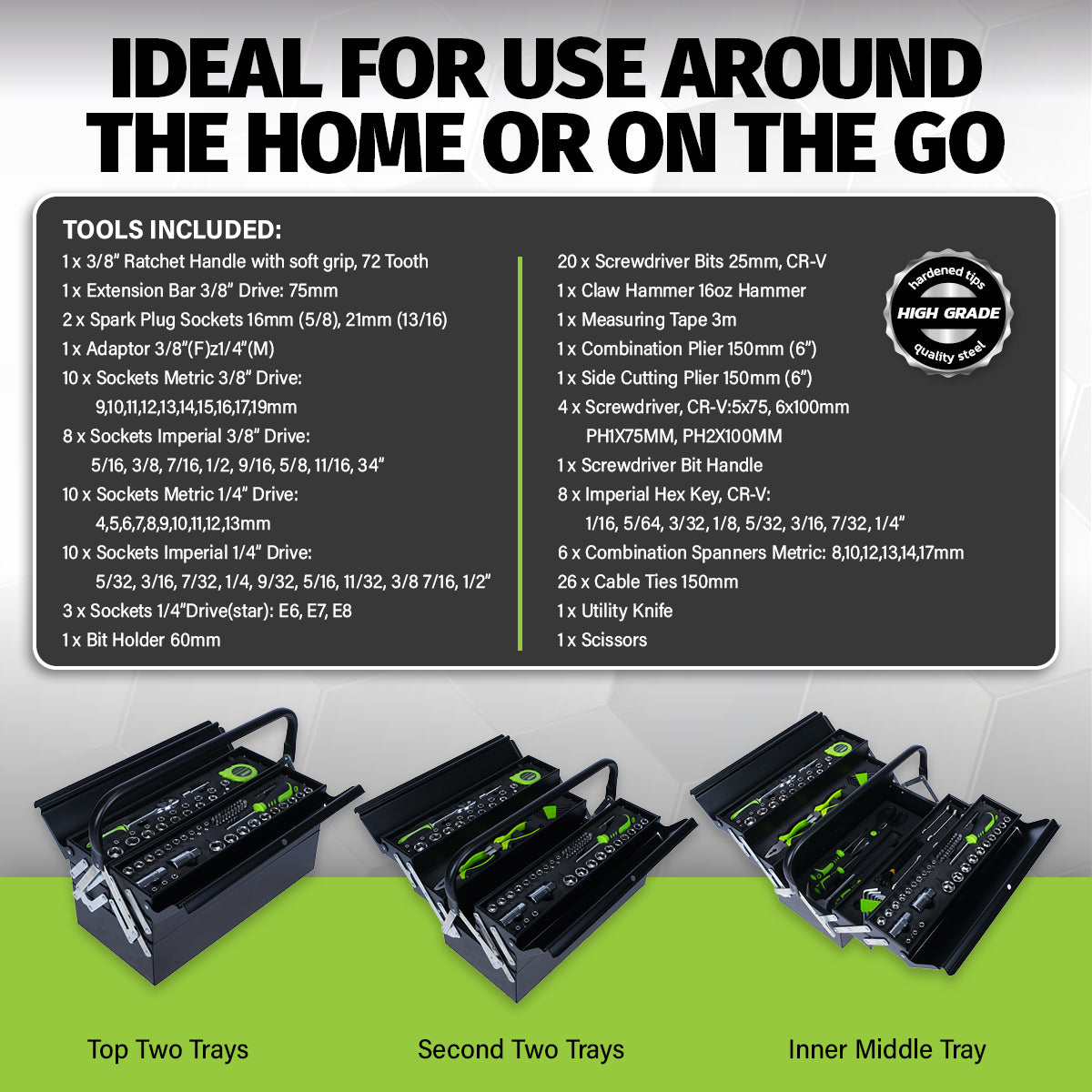 Taipan 126PCE 5 Tray Cantilever Metal Tool Set Premium Chrome Vanadium Steel Deals499