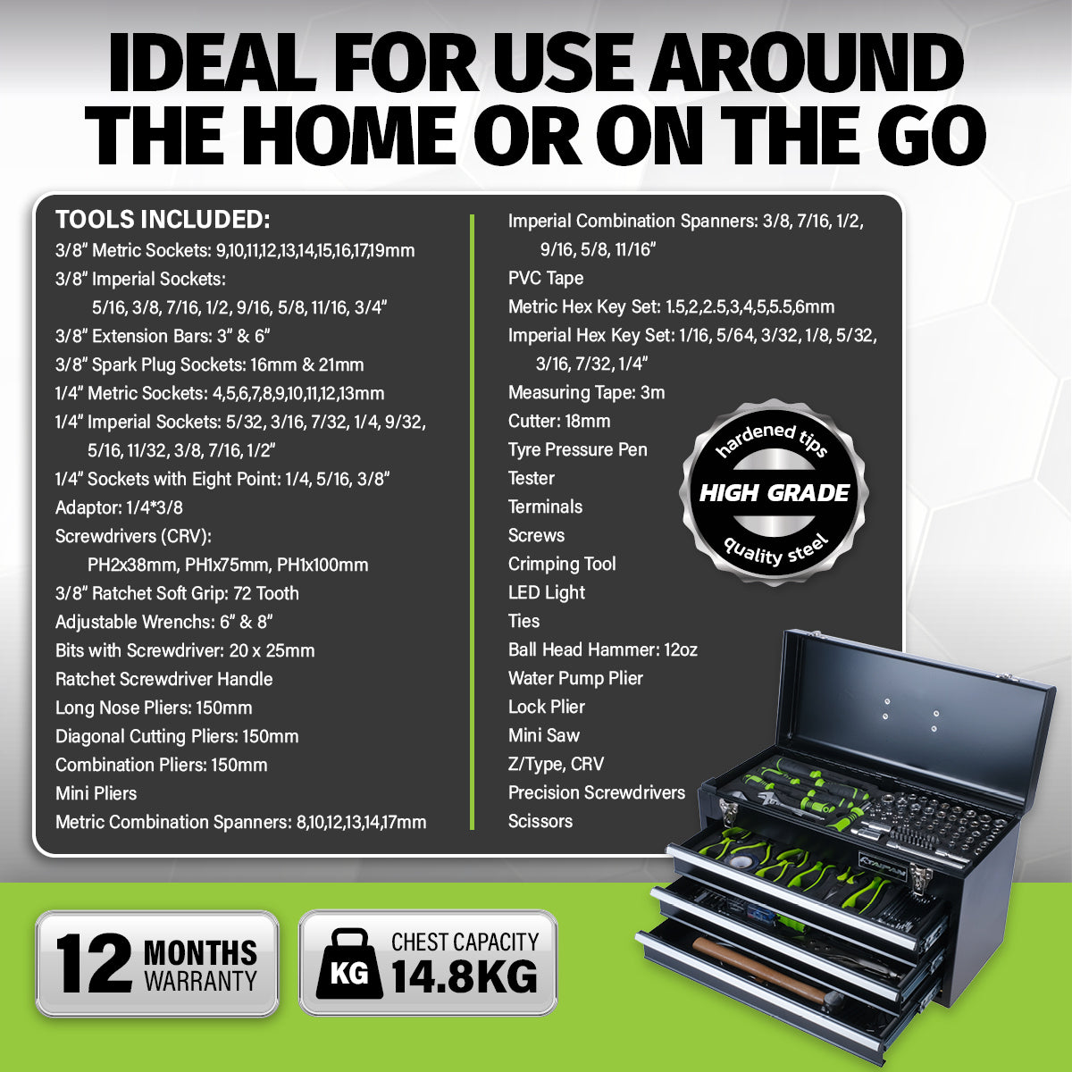 Taipan 300PCE 3 Drawer Tool Chest Kit Premium Quality Chrome Vanadium Steel Deals499