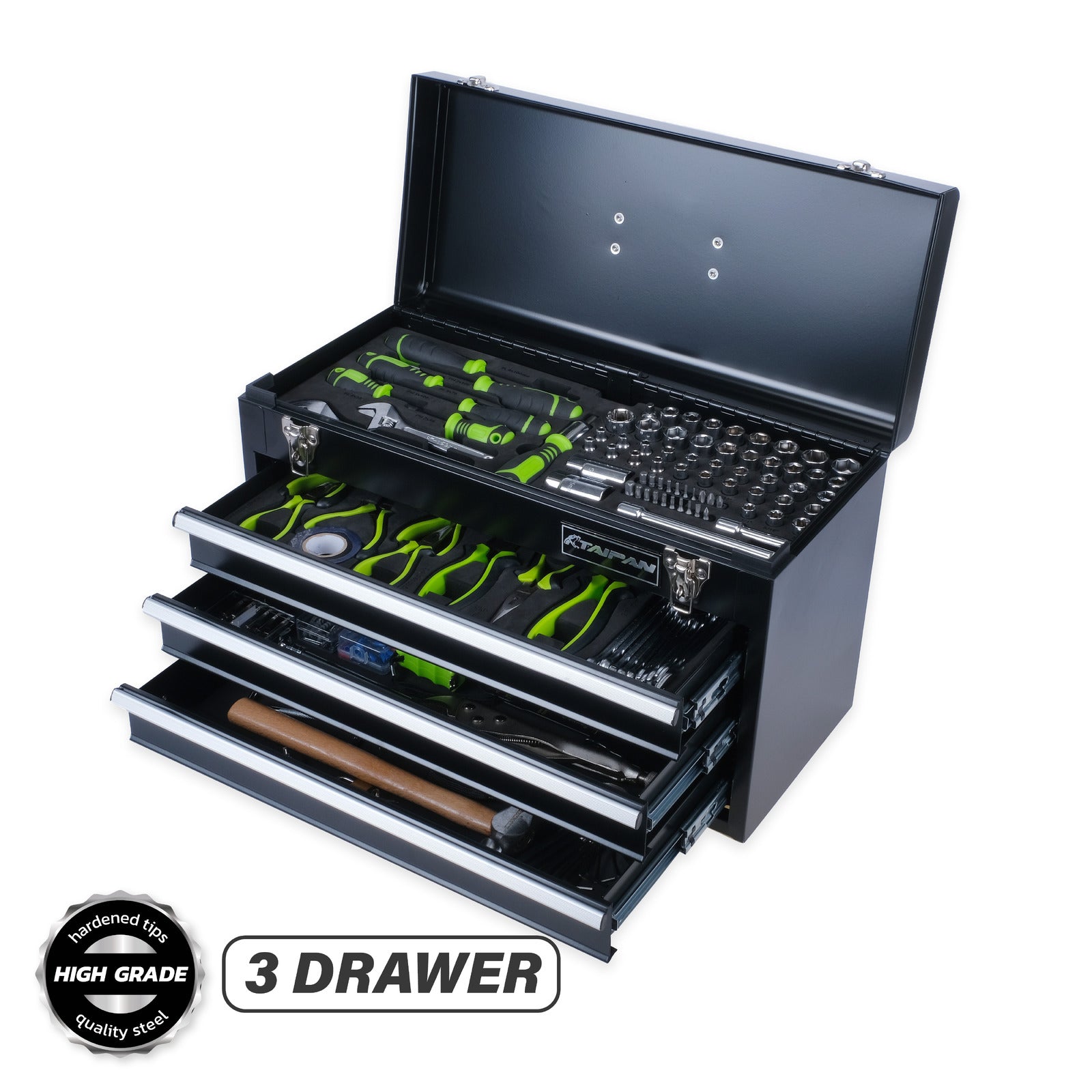 Taipan 300PCE 3 Drawer Tool Chest Kit Premium Quality Chrome Vanadium Steel Deals499