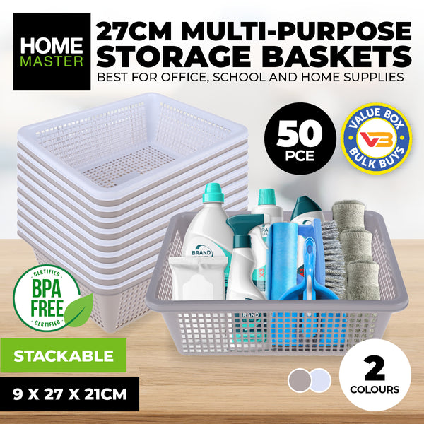 Home Master 50PCE Storage Baskets Stackable Multipurpose Space Saving Bulk 27cm Deals499